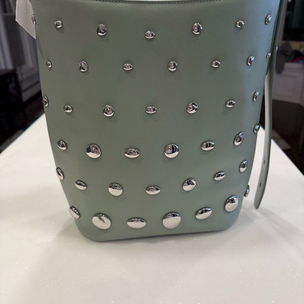Kate Spade Halo Studded Leather Bucket Bag Light Green W/ Dust Bag NWT - Picture 5 of 16